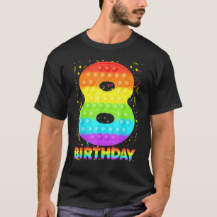 T-shirt Pop It 8th Birthday Girls Boys 8 Years Old Fidget