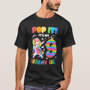 T-shirt Pop It 9th Birthday Girls 9 years old Fidget