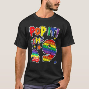 T-shirt Pop It 9th Birthday Girls Boys 9 Years Old Fidget