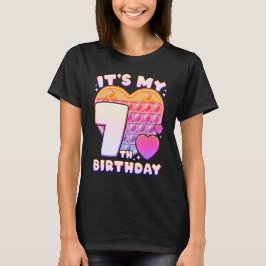 T-shirt Pop-it Anniversaire Fille 7 ans, Push it Pop Fidg (Devant)