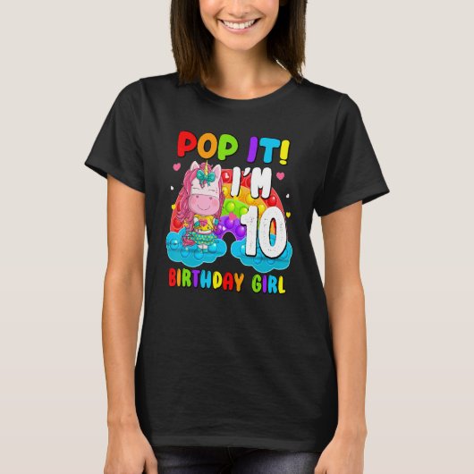 T-shirt Pop It I'm 10 Anniversaire Fille Pop Fidget Toys G (Devant)