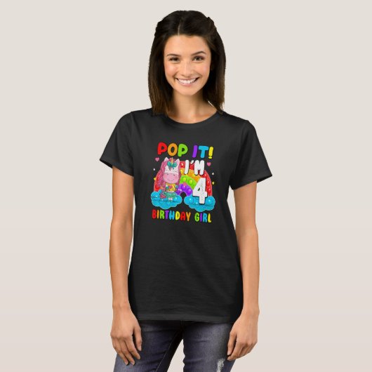 T-shirt Pop It I'm 4 Anniversaire Fille Pop Fidget Toys Gr (Devant entier)