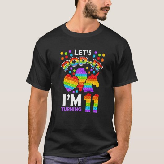 T-shirt Pop It I's Turning 11 Fidget Toy Rainbow Bir (Devant)