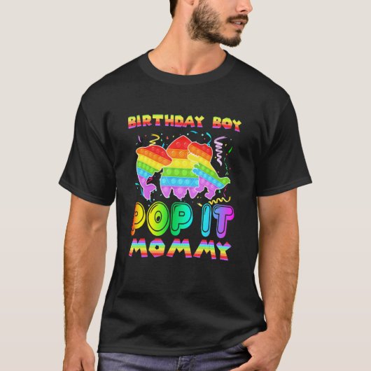 T-shirt Pop It Mommy Of Birthday Boy Pop It Shark Dino (Devant)