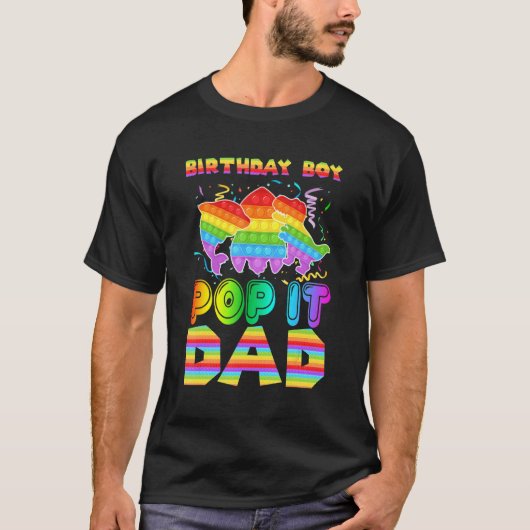 T-shirt Pop It Papa Of The Birthday Boy Pop It Shark Dinos (Devant)