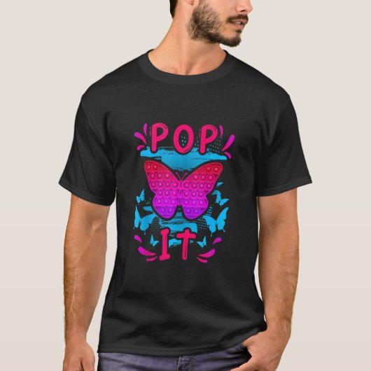 T-shirt Pop It Rose Papillon Fidget Jouet Pour Filles (Devant)