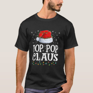 T-shirt Pop Pop Claus lumières de Noël Santa Hat Famille M