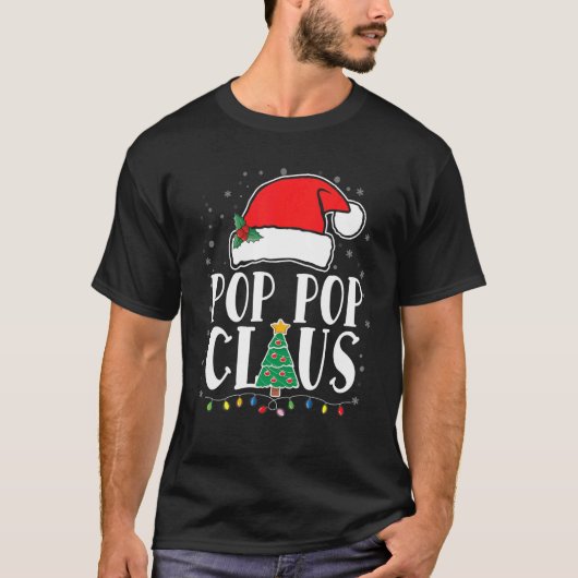 T-shirt Pop Pop Claus Père Noël Funny Matching Famille Chr (Devant)