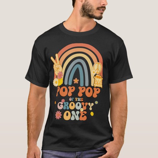 T-shirt Pop Pop de la Super One Rainbow Boho Anniversaire  (Devant)
