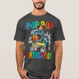 T-shirt Pop Pop du camion monstre dinosaure du garçon d'an