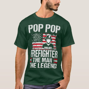 T-shirt Pop Pop Firefighter The Man The Legend Retro USA F