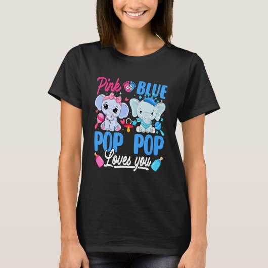 T-shirt Pop Pop Rose Ou Bleu Vous Aime Genre Révéler Eleph (Devant)
