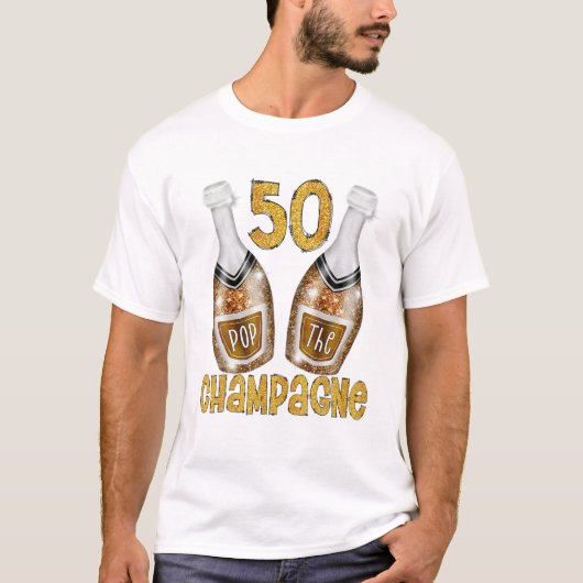 T-shirt Pop The Champagne Design For Women Funny White 50T (Devant)