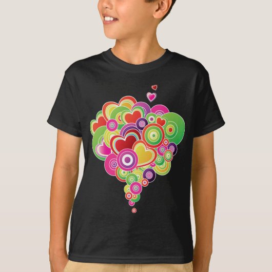 T-shirt PopArt Coeurs rose et vert (Devant)