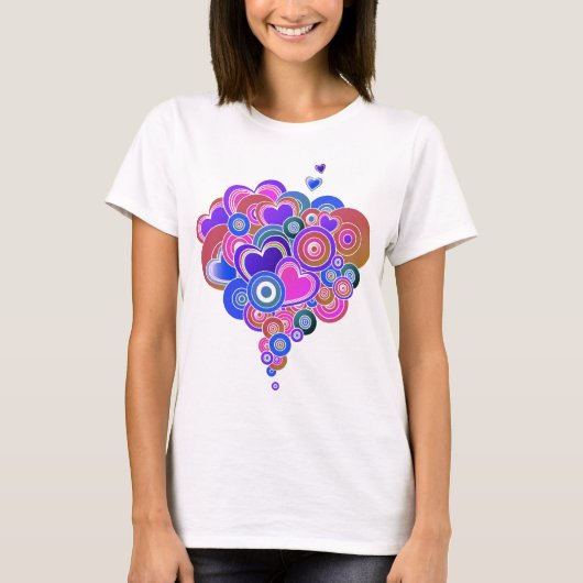 T-shirt PopArt Coeurs violets (Devant)