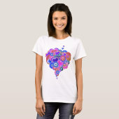 T-shirt PopArt Coeurs violets (Devant entier)