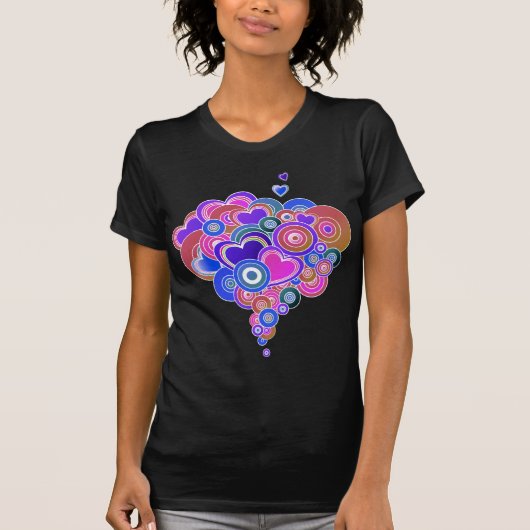 T-shirt PopArt Coeurs violets (Devant)