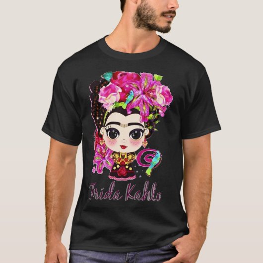 T-shirt Popart peintre fumer Frida kahlo art cadeau fleur (Devant)