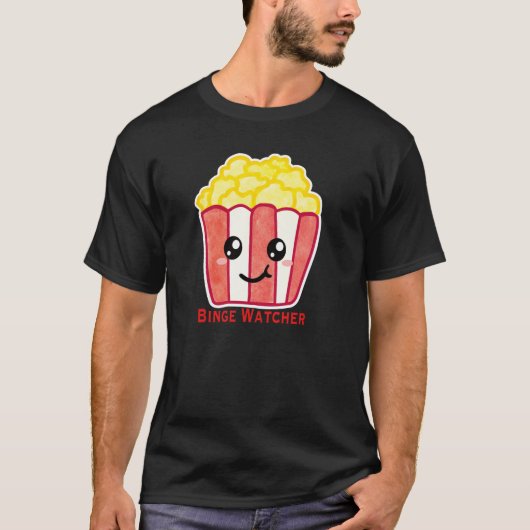 T-shirt Popcorn de Cinéma avec Citation Binge Watcher (Devant)