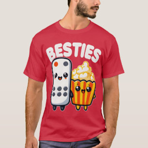 T-shirt Popcorn Et Télécommande Besties Funny Film Fam