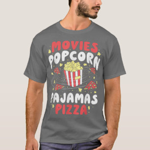 T-shirt Popcorn Lover Pizza Film regarder la nuit