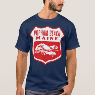 T-shirt Popham Beach Maine Retro Shield Blanc