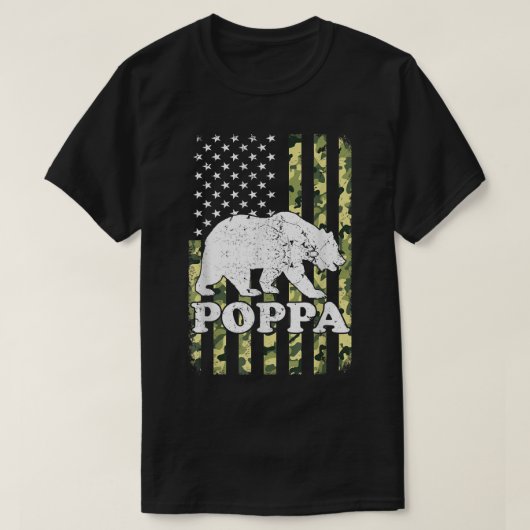 T-shirt Poppa Bear Camping Randonnée Camouflage USA Americ (Design devant)