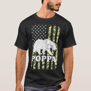 T-shirt Poppa Bear Camping Randonnée Camouflage USA Americ
