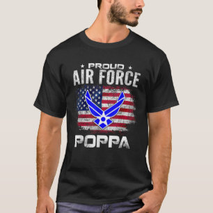 T-shirt Poppa De La Force Aérienne Fière Avec Drapeau Amér