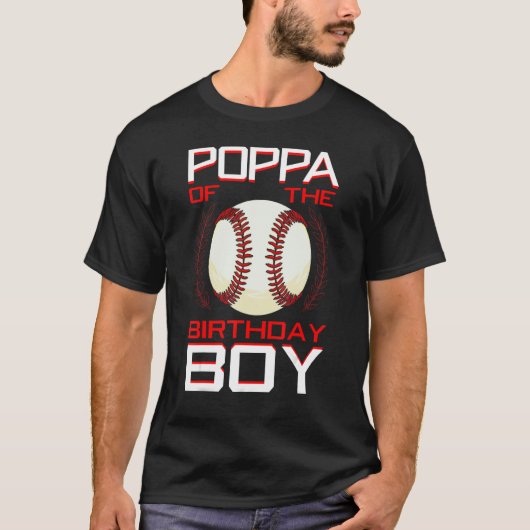 T-shirt Poppa Of The Birthday Boy Baseball Thème Anniversa (Devant)