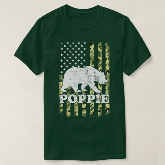 T-shirt Poppie Bear Camping Randonnée Camouflage USA Ameri (Design devant)