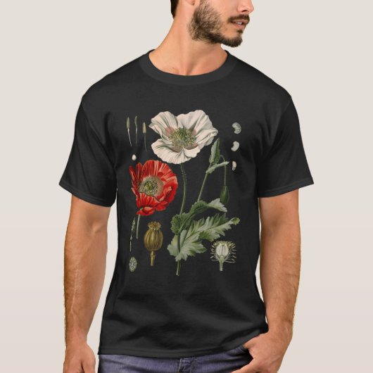 T-shirt Poppies de fleurs rouges Pavot botanique Pavot rou (Devant)