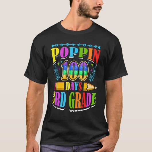 T-shirt Poppin 100 Days 3rd Grade Primary School Kid Eleme (Devant)