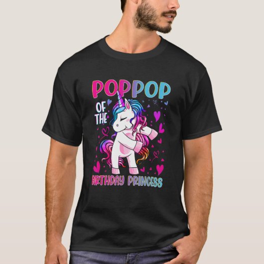 T-shirt PopPop of the Birthday Princess Girl Dabbing Unico (Devant)