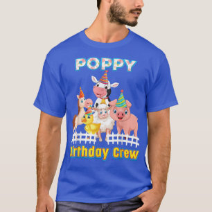 T-shirt Poppy Of The Birthday Crew Farmer Farm Animals Mat