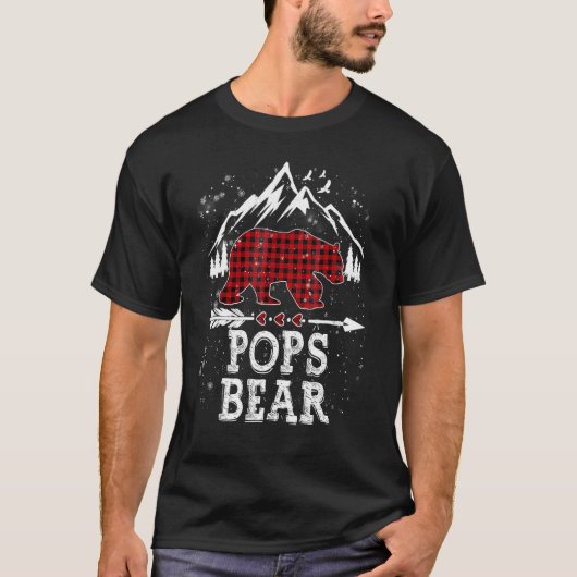 T-shirt Pops Ours Noël Pyjama Plaid Buffalo Famille (Devant)
