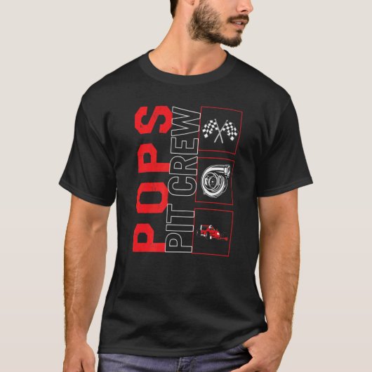 T-shirt Pops Pit Crew Voiture Course Course Pilote Course (Devant)