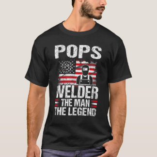 T-shirt Pops Souder L'Homme La Légende Retro Usa Drapeau