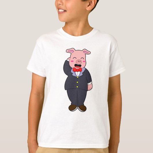 T-shirt Porc comme marié avec costume et cravate (Devant)