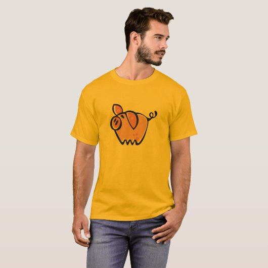 T-shirt Porc jaune-orange (Devant entier)