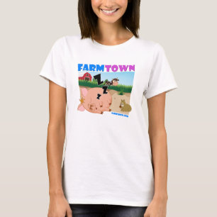T-shirt porcin somnolent de ville de ferme