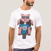 T-shirt Porcin sur une moto : avant et dos (Devant)