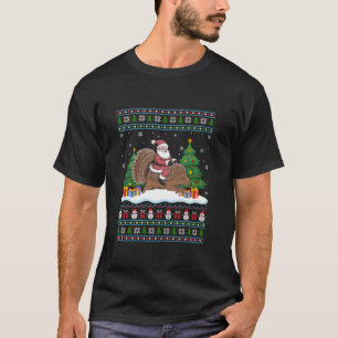 T-shirt Porcupine Père Noël Riding Arbre Lumières Noël lai