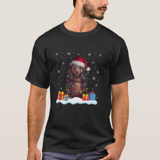 T-shirt Porcupine Santa Chapeau sapin de Noël Lumière Noël