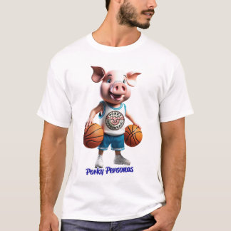 T-shirt Porky Personas drôles Pig personnages. Ballon de b