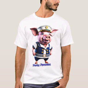 T-shirt Porky Personas drôles Pig personnages. marin