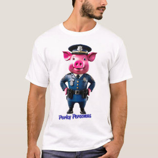 T-shirt Porky Personas drôles Pig personnages. Policier