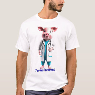T-shirt Porky Personas personnages de porc amusants