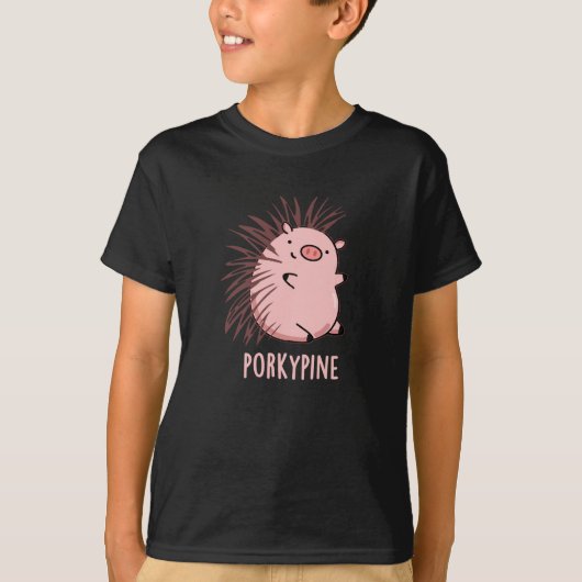 T-shirt Porky pine Funny Porcupine Pig Pun Dark BG (Devant)