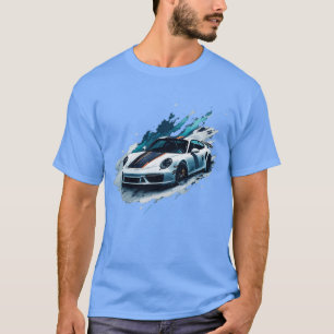 T-shirt Porsche blanche 911 carrera 4S